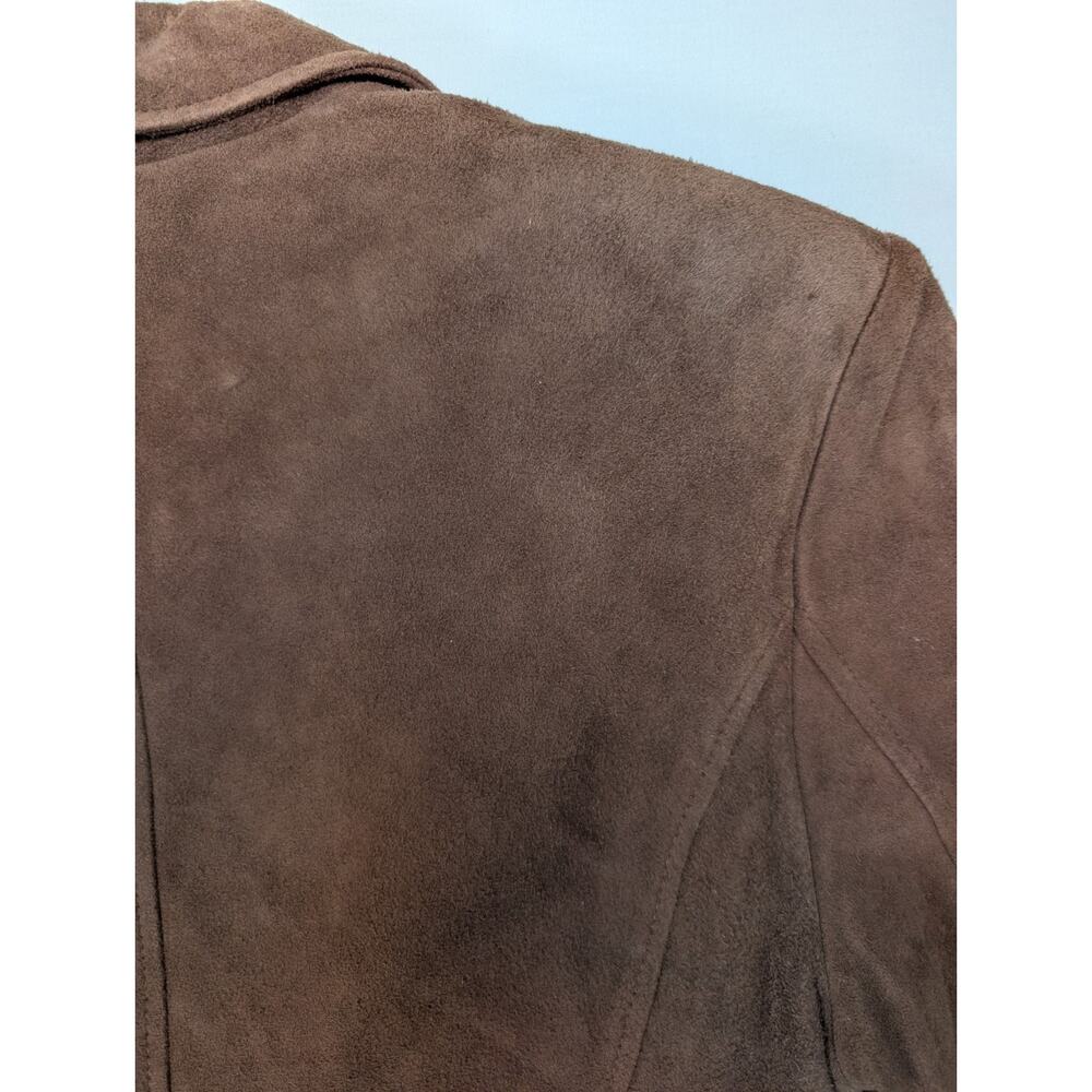 Lilly Pulitzer Lamb Suede Blazer Jacket Brown Leather Coat Medium M - Picture 4 of 7